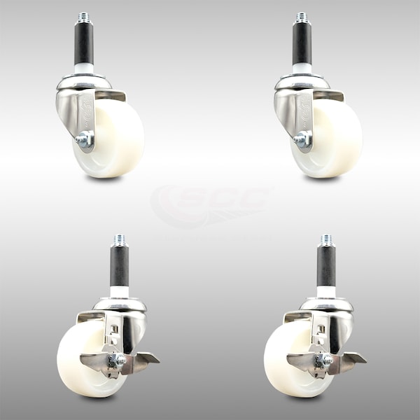 Service Caster 3 Inch 316SS Nylon Wheel Swivel 7/8 Inch Expanding Stem Caster Brake SCC, 2PK SCC-SS316EX20S314-NYS-2-TLB-2-78 - main